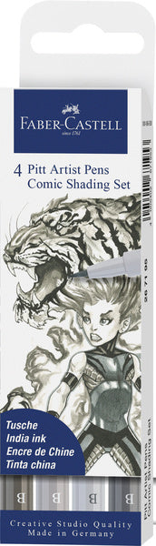 Faber Castell Fc-267195 Tekenstift Faber-Castell Pitt Artist Pen Comic 4-Delige Etui