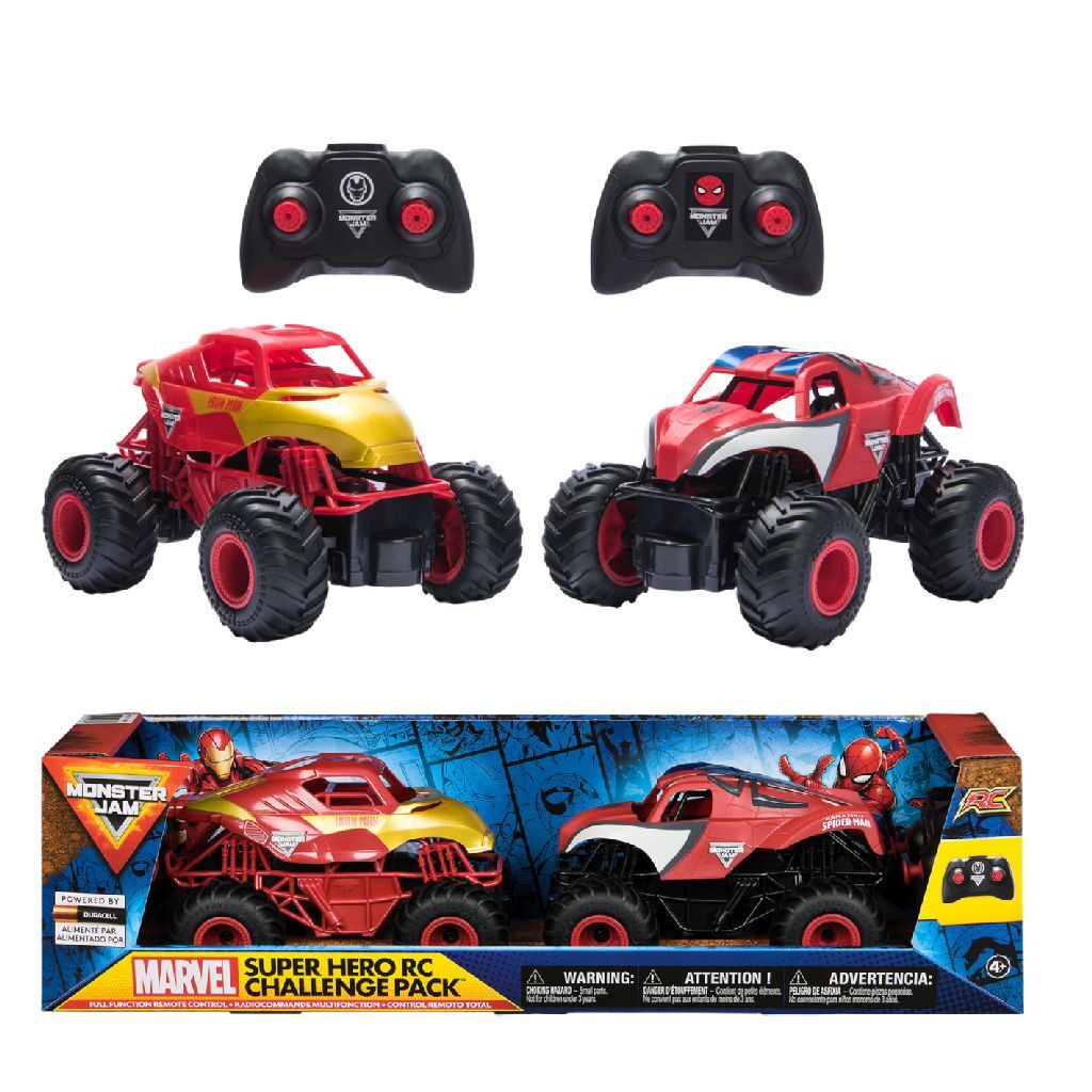 Monster Jam Rc Pack Spiderman &Amp; Iron Man 1:24