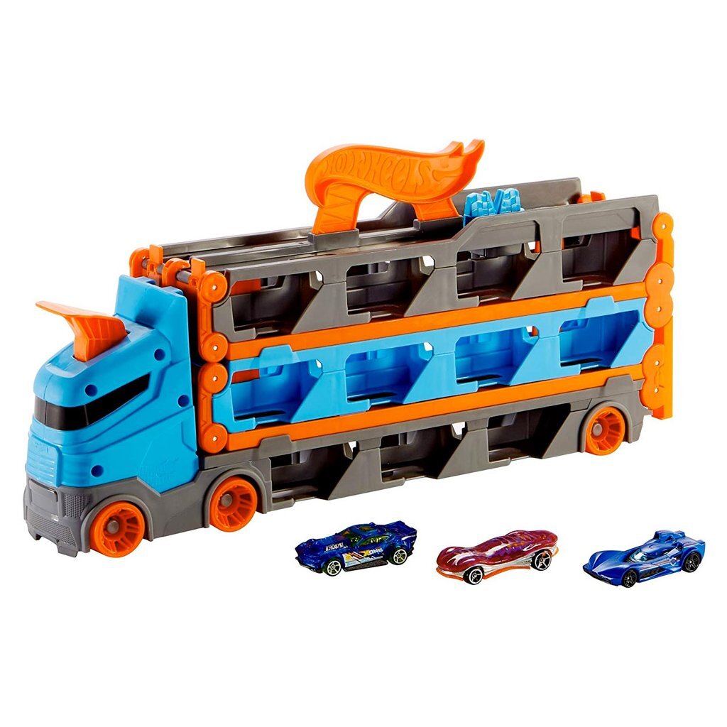 Mattel Hot Wheels Speedway Transportwagen + 3 Auto's