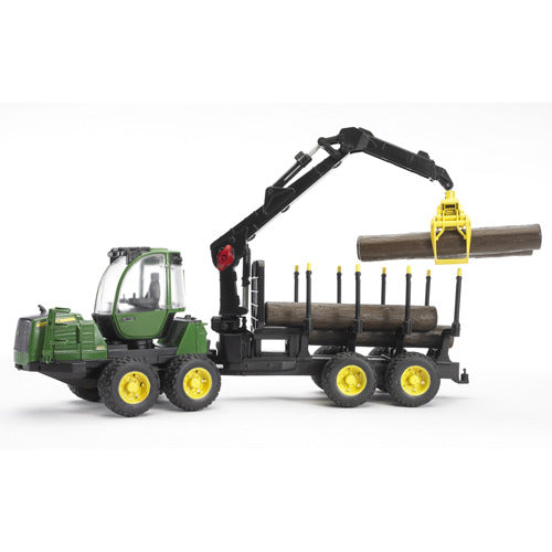 Bruder Tractor John Deere 1210E Met Boomstamgrijper