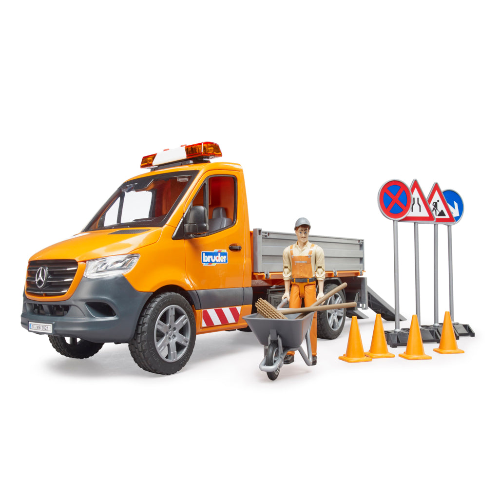 Bruder 02677 Mercedes Benz Sprinter Wegenbouwauto + Licht En Geluid