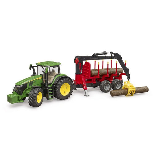 Bruder 03154 John Deere 7R 350 Tractor + Aanhanger En 4 Boomstammen