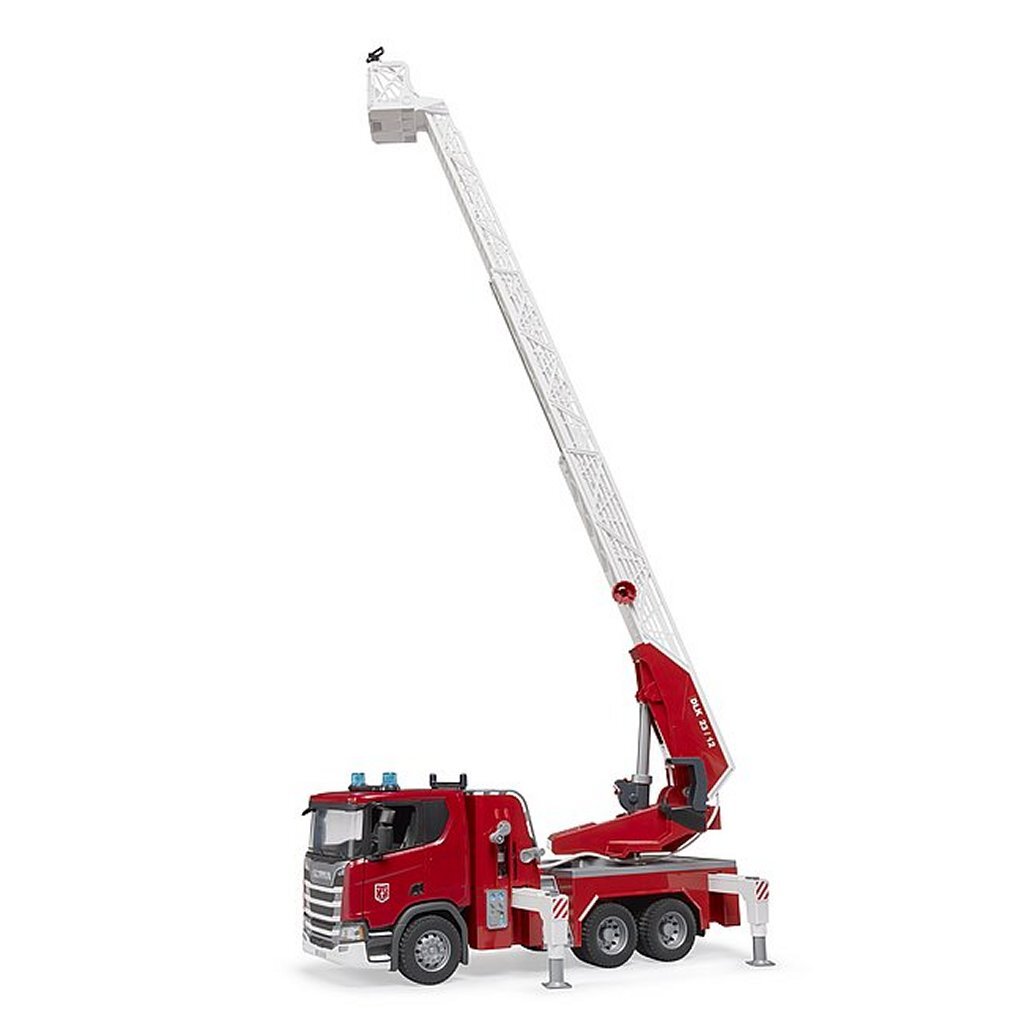 Bruder 03591 Scania Super 560R Brandweerwagen + Draaitafelladder + Waterpomp + Licht En Geluid