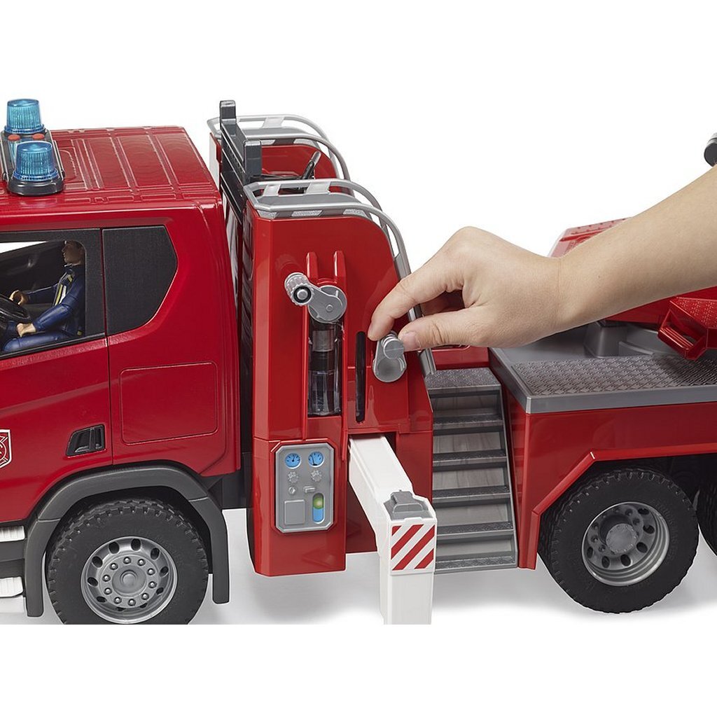 Bruder 03591 Scania Super 560R Brandweerwagen + Draaitafelladder + Waterpomp + Licht En Geluid