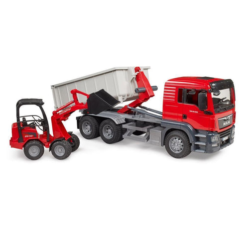 Bruder 03624 Man Vrachtwagen Met Afrolcontainer + Schaeff Minigraafmachine