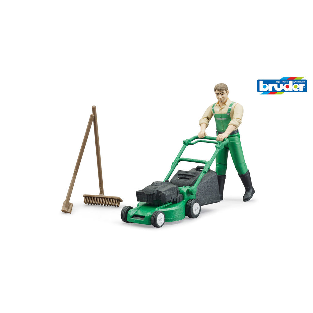 Bruder 62103 Tuinman Met Grasmaaier + Accessoires