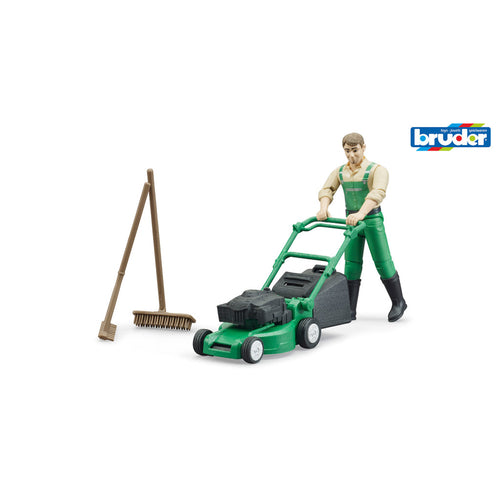 Bruder 62103 Tuinman Met Grasmaaier + Accessoires