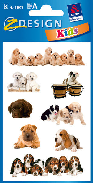 Avery Av-55972 Papieretiket Z-Design Kids Pakje A 3 Vel Honden Foto