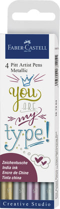Faber Castell Fc-167304 Tekenstift Faber-Castell Pitt Artist Pen Metallic 4-Delig Etui