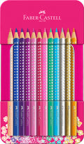 Faber Castell Fc-201737 Kleurpotloden Sparkle In Roze Blik 12 Stuks