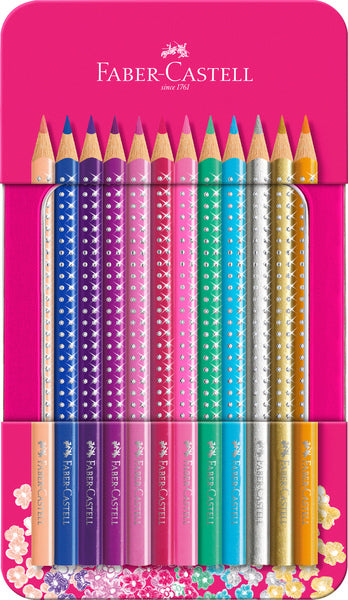 Faber Castell Fc-201737 Kleurpotloden Sparkle In Roze Blik 12 Stuks