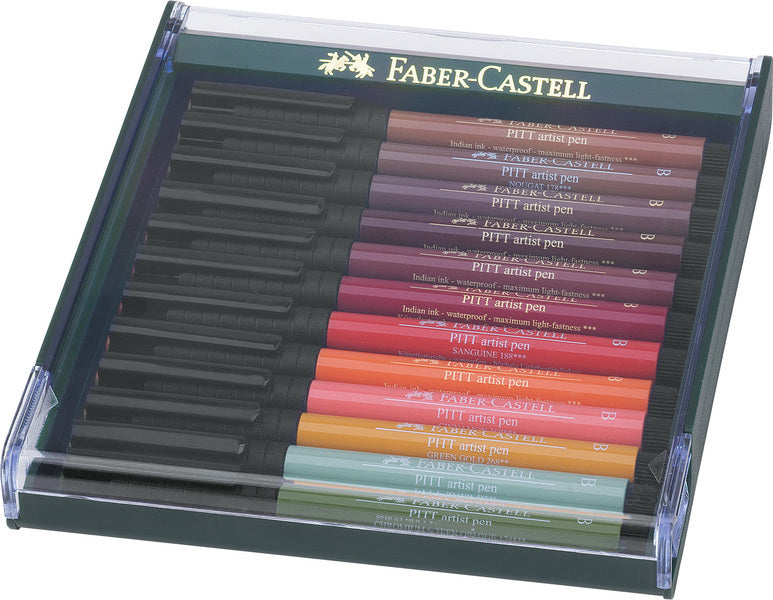 Faber Castell Fc-267422 Tekenstift Faber-Castell Pitt Artist Pen Brush Set 12 Stuks Earth Tones