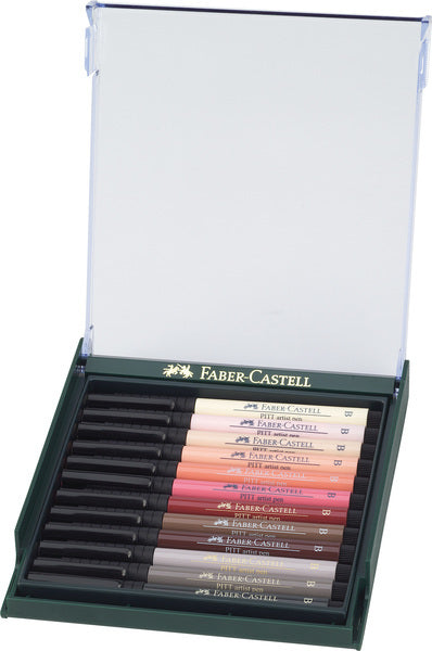 Faber Castell Fc-267424 Tekenstift Faber-Castell Pitt Artist Pen Brush Set 12 Stuks Skin