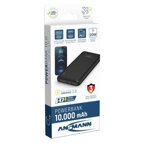Ansmann Powerbank Usb-C 10.000 Mah Zwart