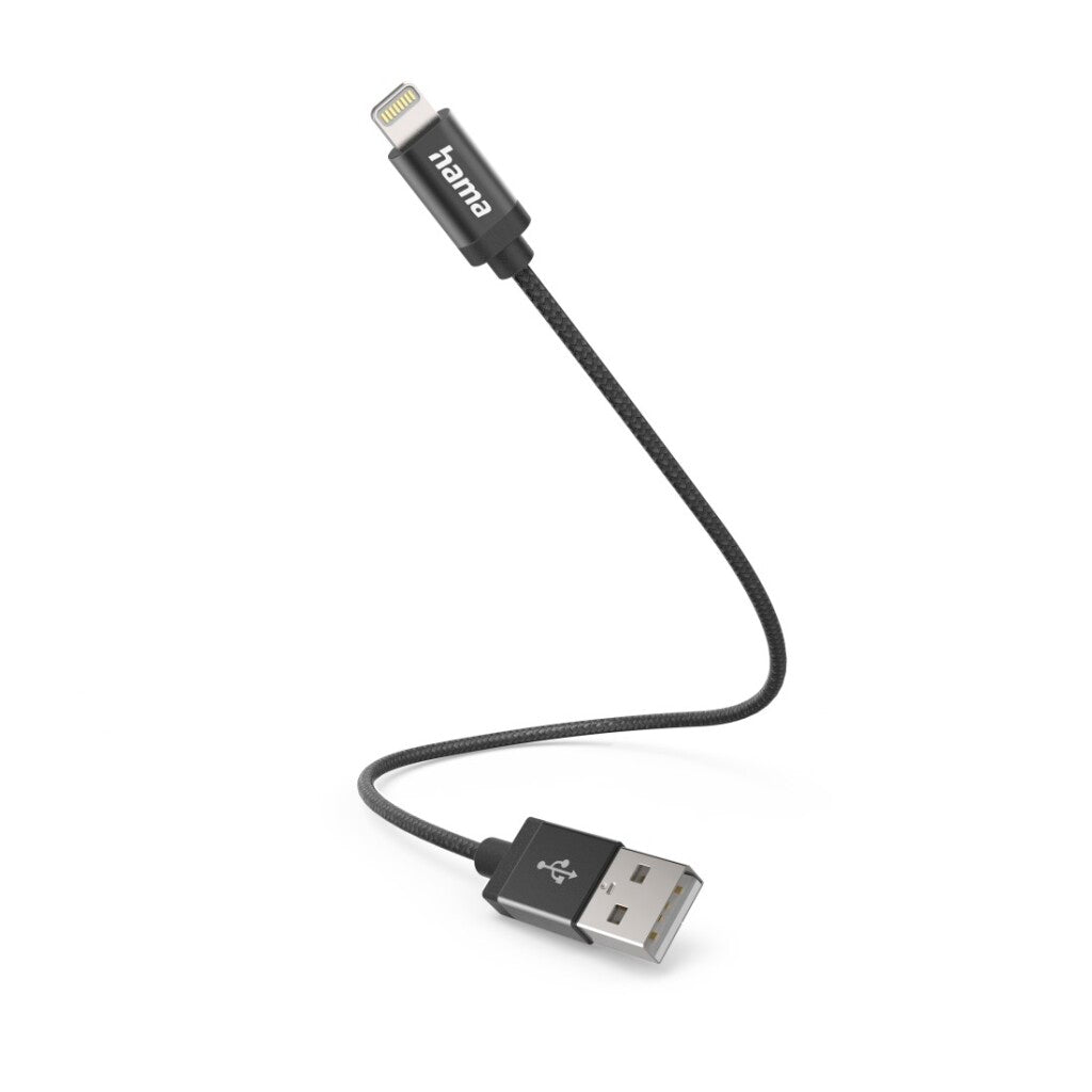 Hama Oplaadkabel Usb-A - Lightning 0,2 M Nylon Zwart