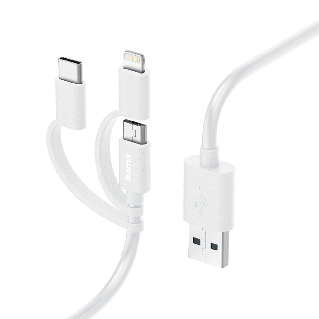 Hama 3In1 Multi-Oplaadkabel Usb-A - Micro-Usb Usb-C En Lightning 1,0 M Wit