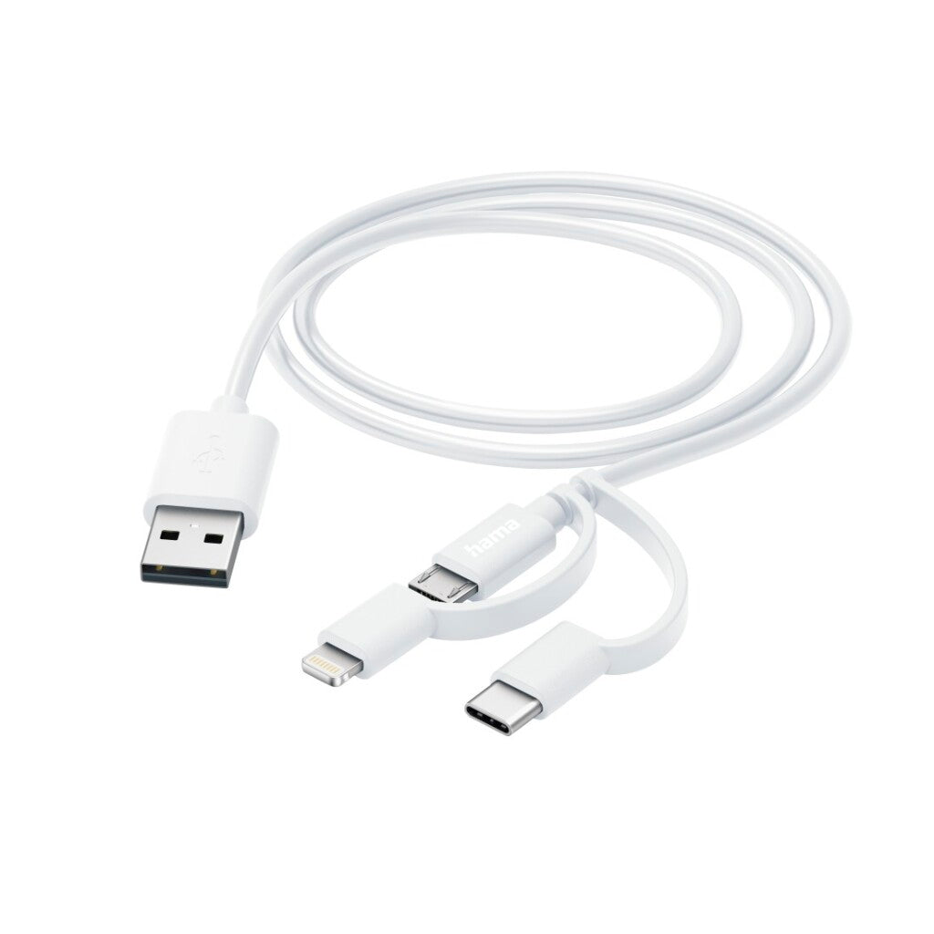 Hama 3In1 Multi-Oplaadkabel Usb-A - Micro-Usb Usb-C En Lightning 1,0 M Wit