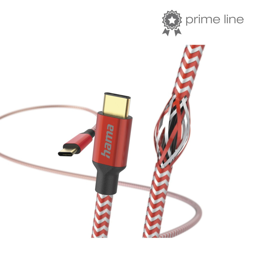 Hama Oplaadkabel Reflective Usb-C - Usb-C 1,5 M Nylon Rood