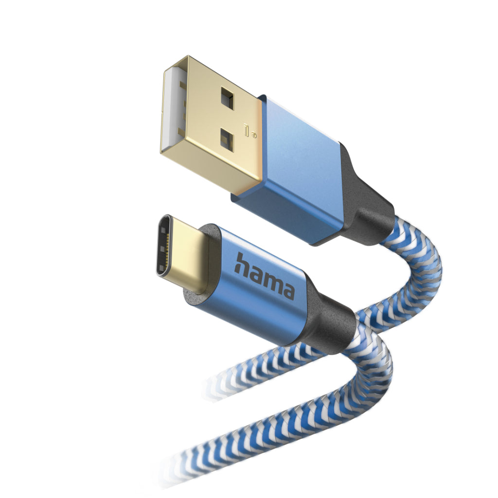Hama Oplaadkabel Reflective Usb-A - Usb-C 1,5 M Nylon Blauw