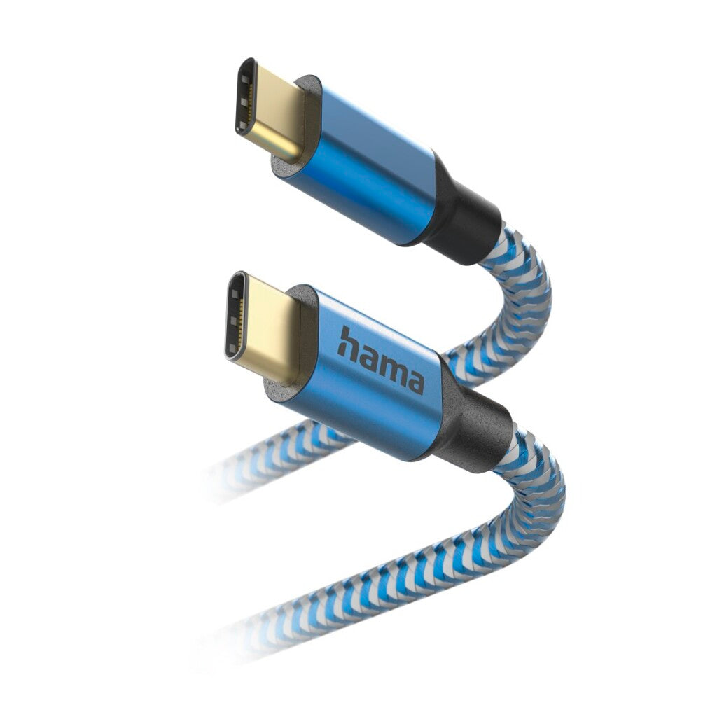 Hama Oplaadkabel Reflective Usb-C - Usb-C 1,5 M Nylon Blauw