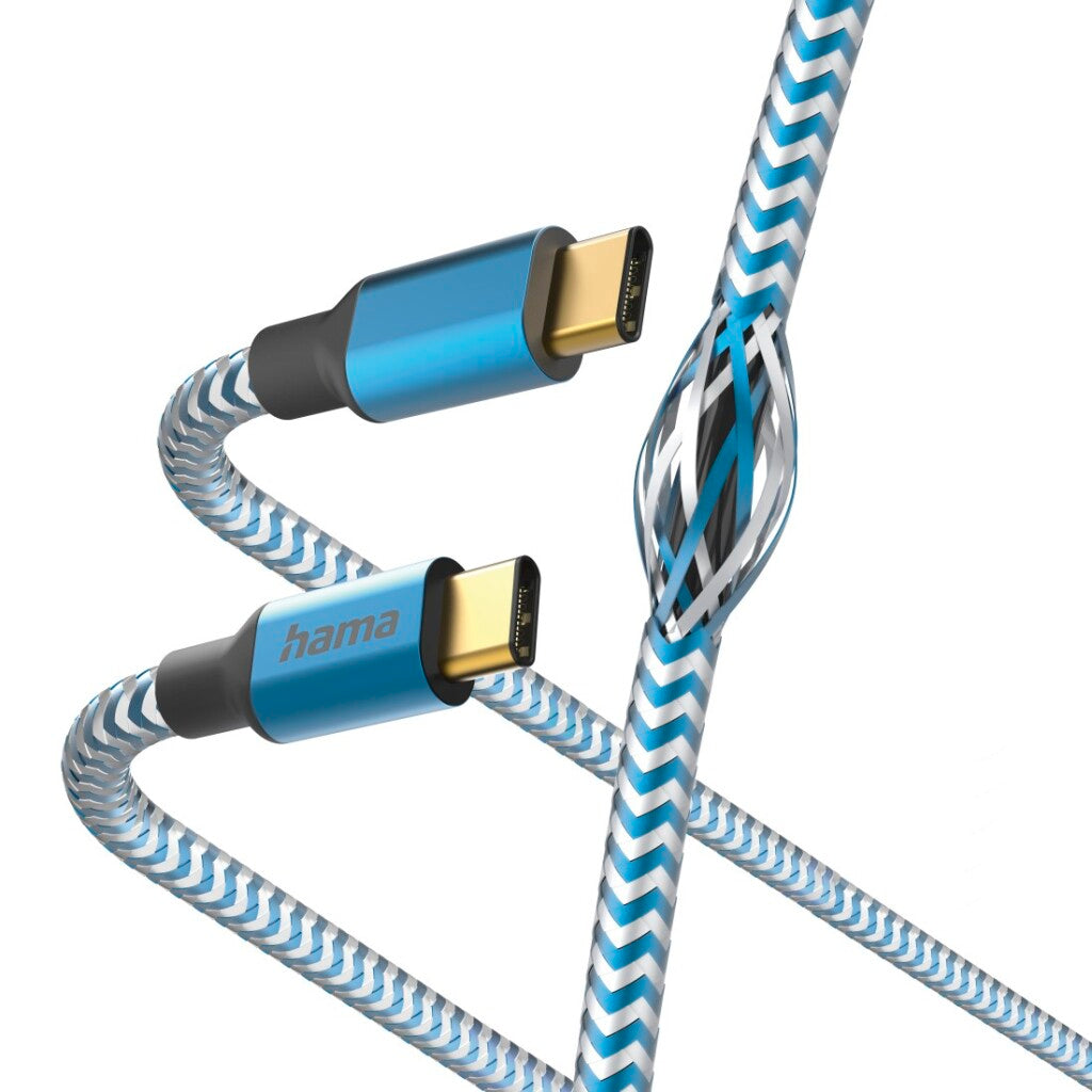 Hama Oplaadkabel Reflective Usb-C - Usb-C 1,5 M Nylon Blauw