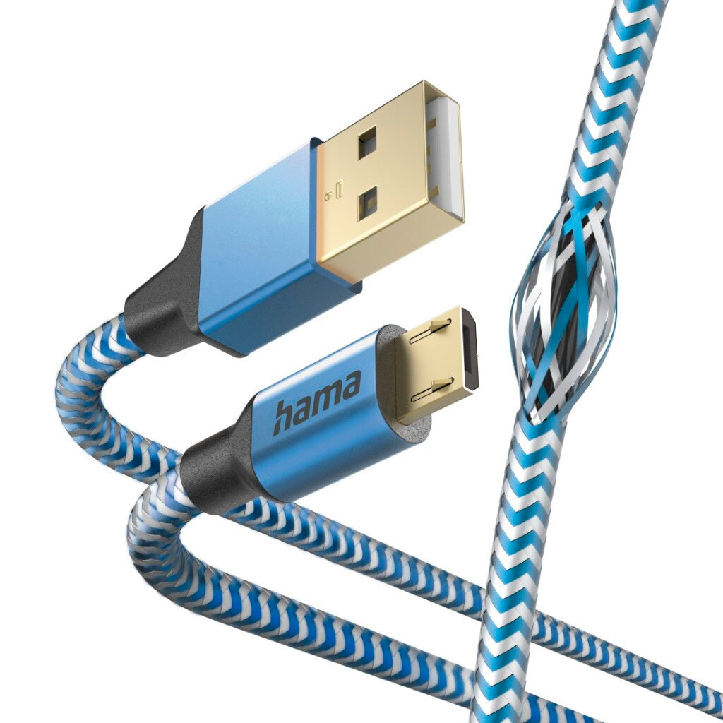 Hama Oplaadkabel Reflective Usb-A - Micro-Usb 1,5 M Nylon Blauw