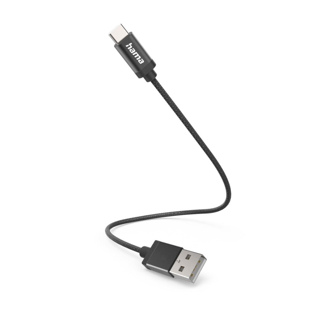Hama Oplaadkabel Usb-A - Usb-C 0,2 M Nylon Zwart