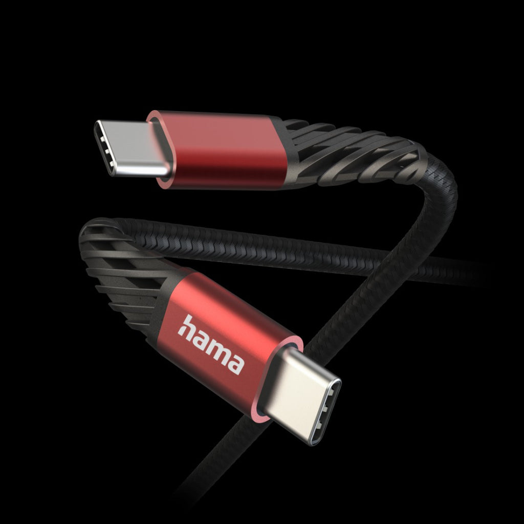 Hama Oplaadkabel Extreme Usb-C - Usb-C 1,5 M Nylon Zwart/Rood