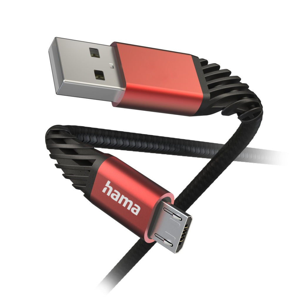 Hama Oplaadkabel Extreme Usb-A - Micro-Usb 1,5 M Nylon Zwart/Rood