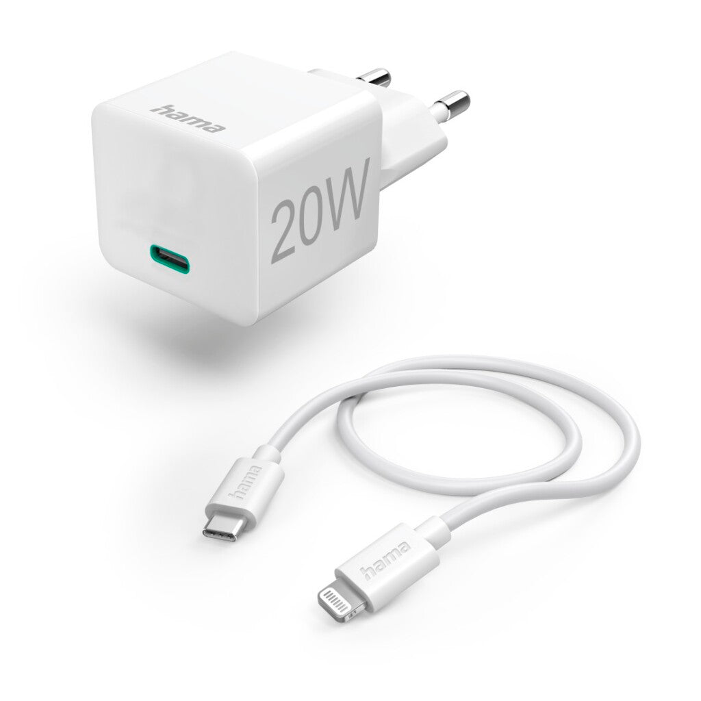 Hama Snellader Met Oplaadkabel Lightning Mini-Oplader Pd 20W 1M Wit