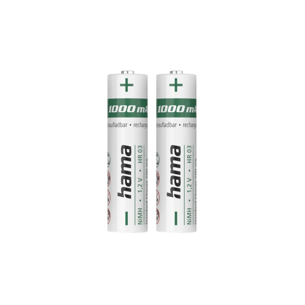 Hama Nimh-Accu&Apos;S Aaa Micro 1000 Mah 1,2 V Direct Klaar Voor Gebruik 2 St.