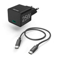 Hama Snellader Met Oplaadkabel Usb-C Mini-Oplader Pd 25W 1,5 M Zwart