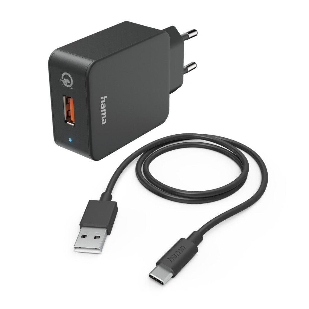 Hama Snellader Met Oplaadkabel Usb-C Qualcomm&Reg; 19,5 W 1,5 M Zwart