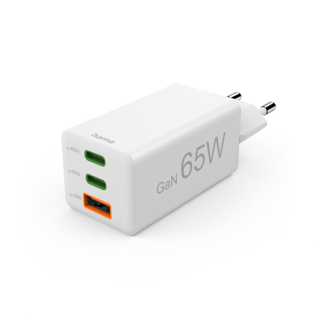 Hama Snellader 2X Usb-C Pd 1X Usb-A Qc Mini-Oplader 65W Wit