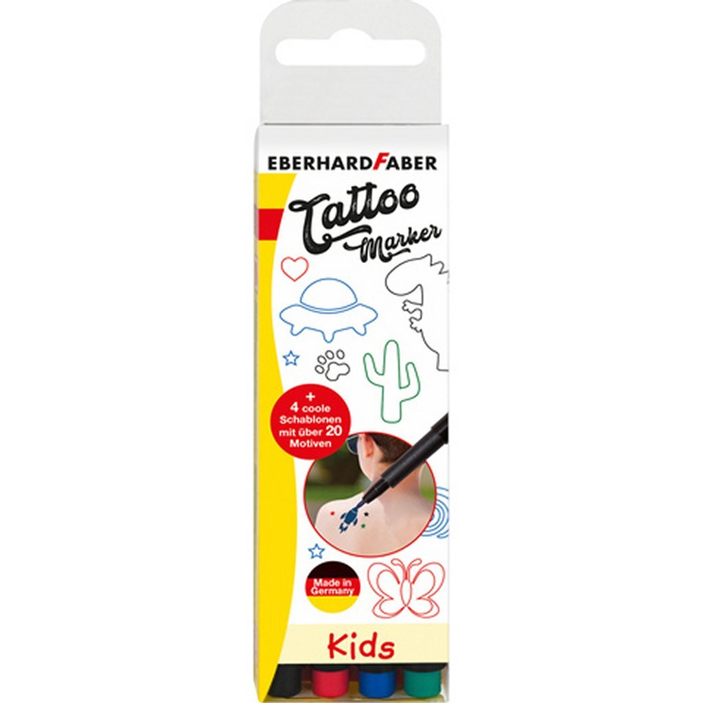 Eberhard Faber Ef-559504 Tattoo Marker Kids 4 Stuks + Sjablonen
