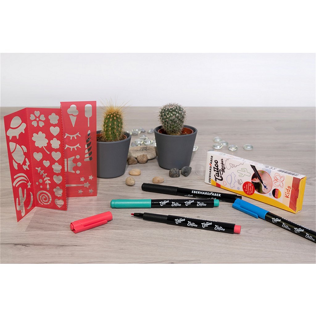 Eberhard Faber Ef-559504 Tattoo Marker Kids 4 Stuks + Sjablonen