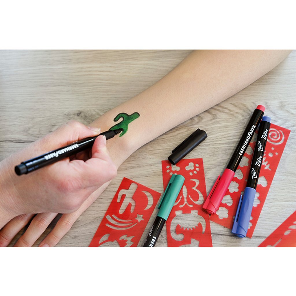 Eberhard Faber Ef-559504 Tattoo Marker Kids 4 Stuks + Sjablonen
