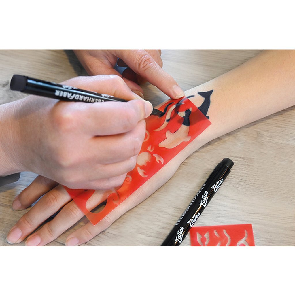 Eberhard Faber Ef-559597 Tattoo Marker 2 Stuks + Sjablonen Zwart