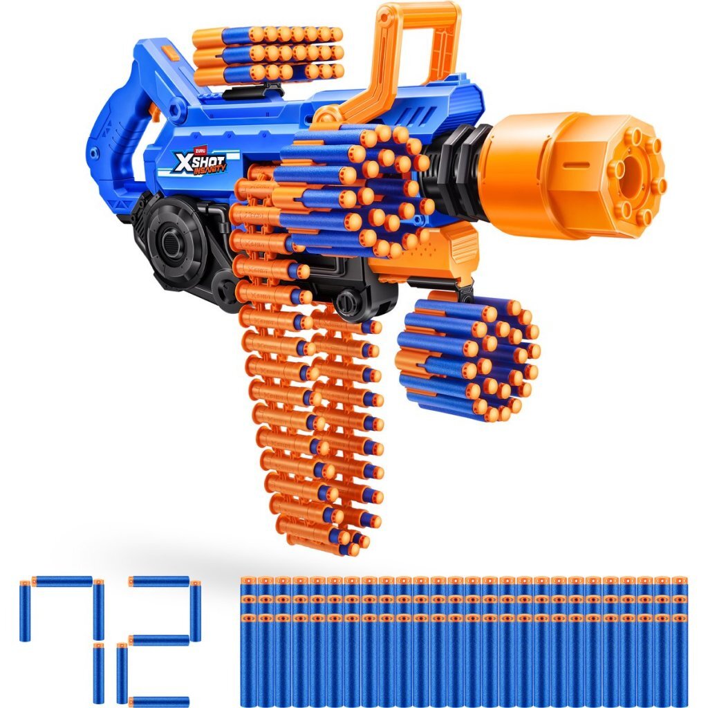 Zuru X-Shot Insanity Mega Barrel Blaster + Licht En Rook + 72 Darts