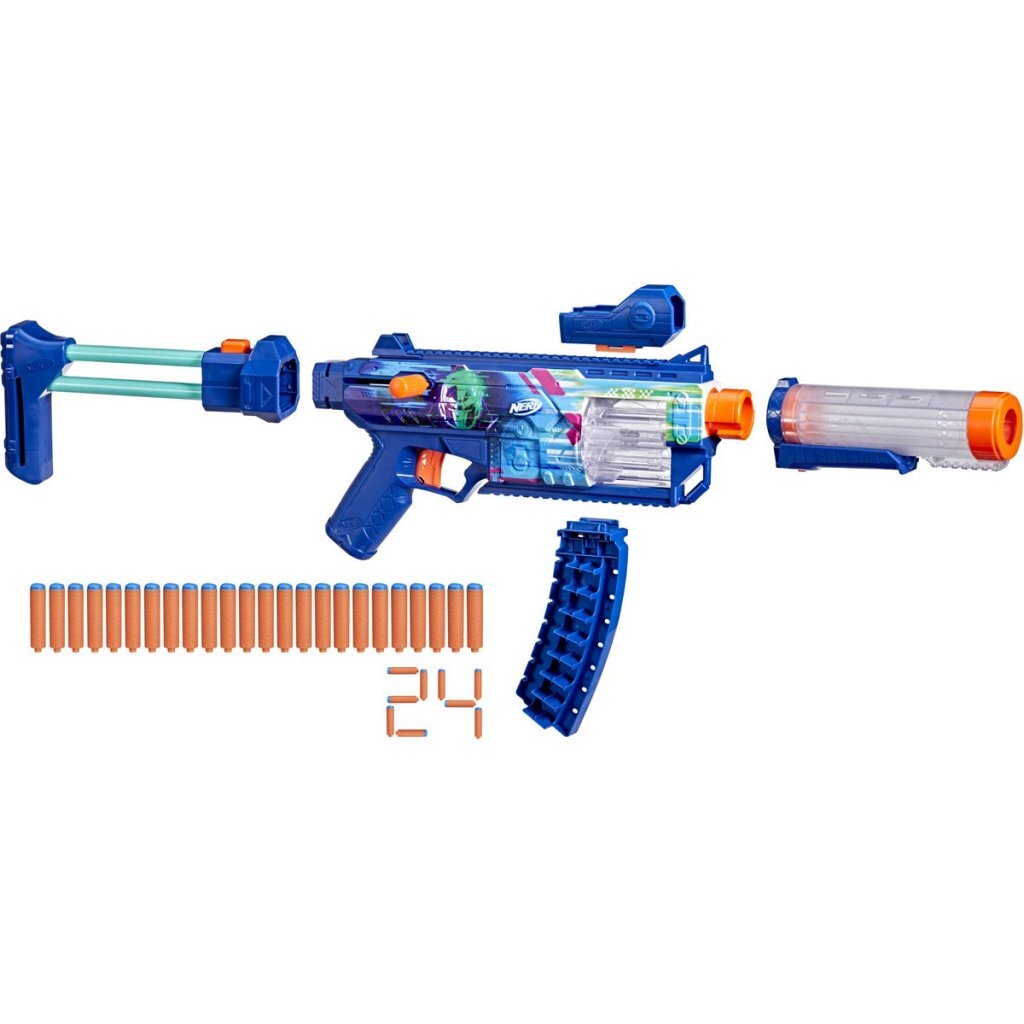Nerf Loadout Cyberlight Ghost Blaster + 24 Darts + Licht