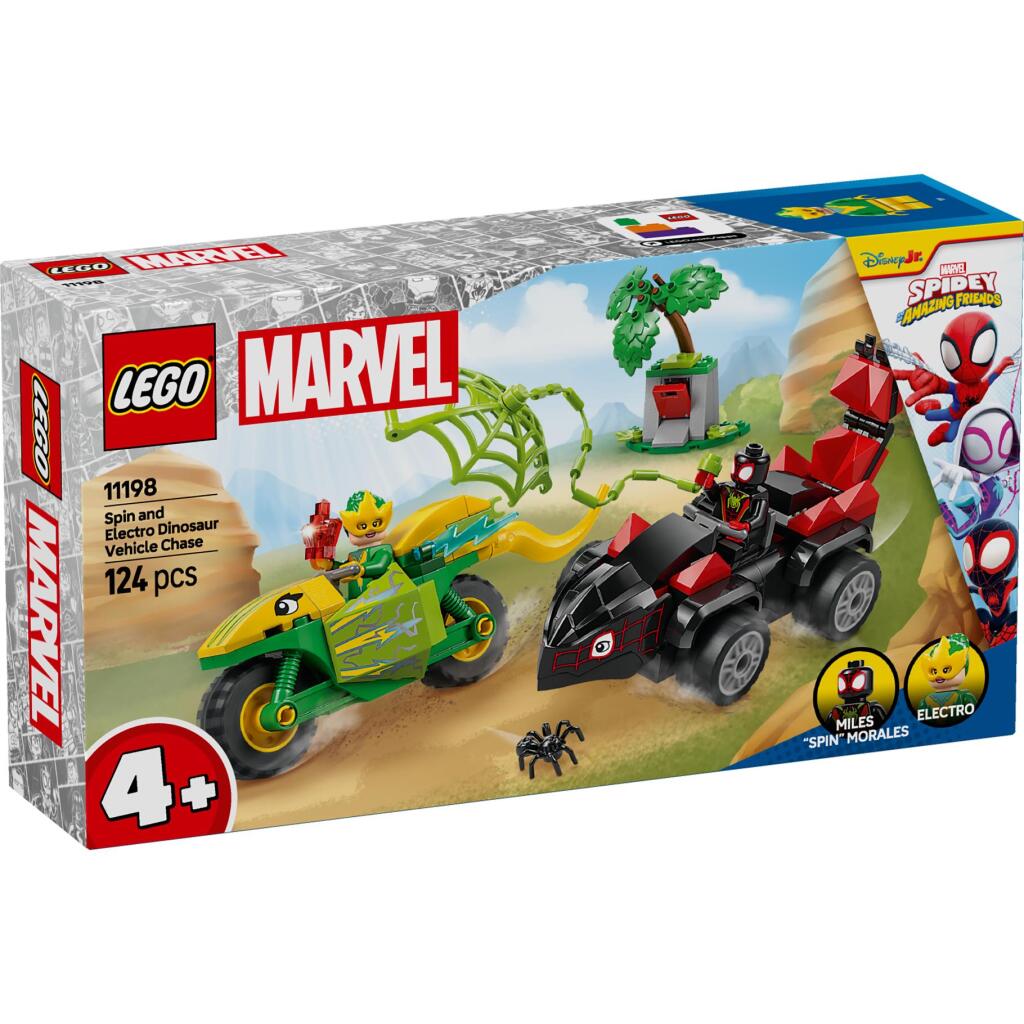 Lego Spidey And Friends 11198 Spin En Electro Achtervolging Met Dinosaurusvoertuigen
