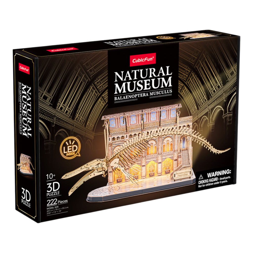 Cubic Fun Houten Led 3D Puzzel Natural Museum Blauwe Vinvis 222 Stukjes