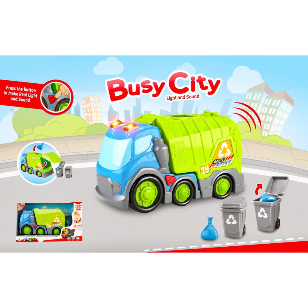 Overige Merken Kiddy Go Vuilniswagen + Licht En Geluid 31 Cm