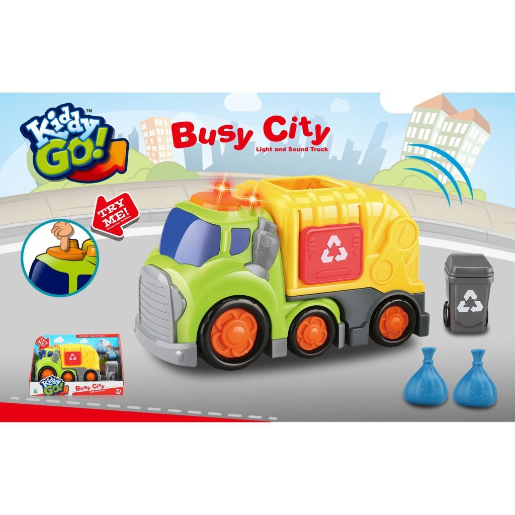 Overige Merken Kiddy Go Vuilniswagen + Licht En Geluid 19.5 Cm