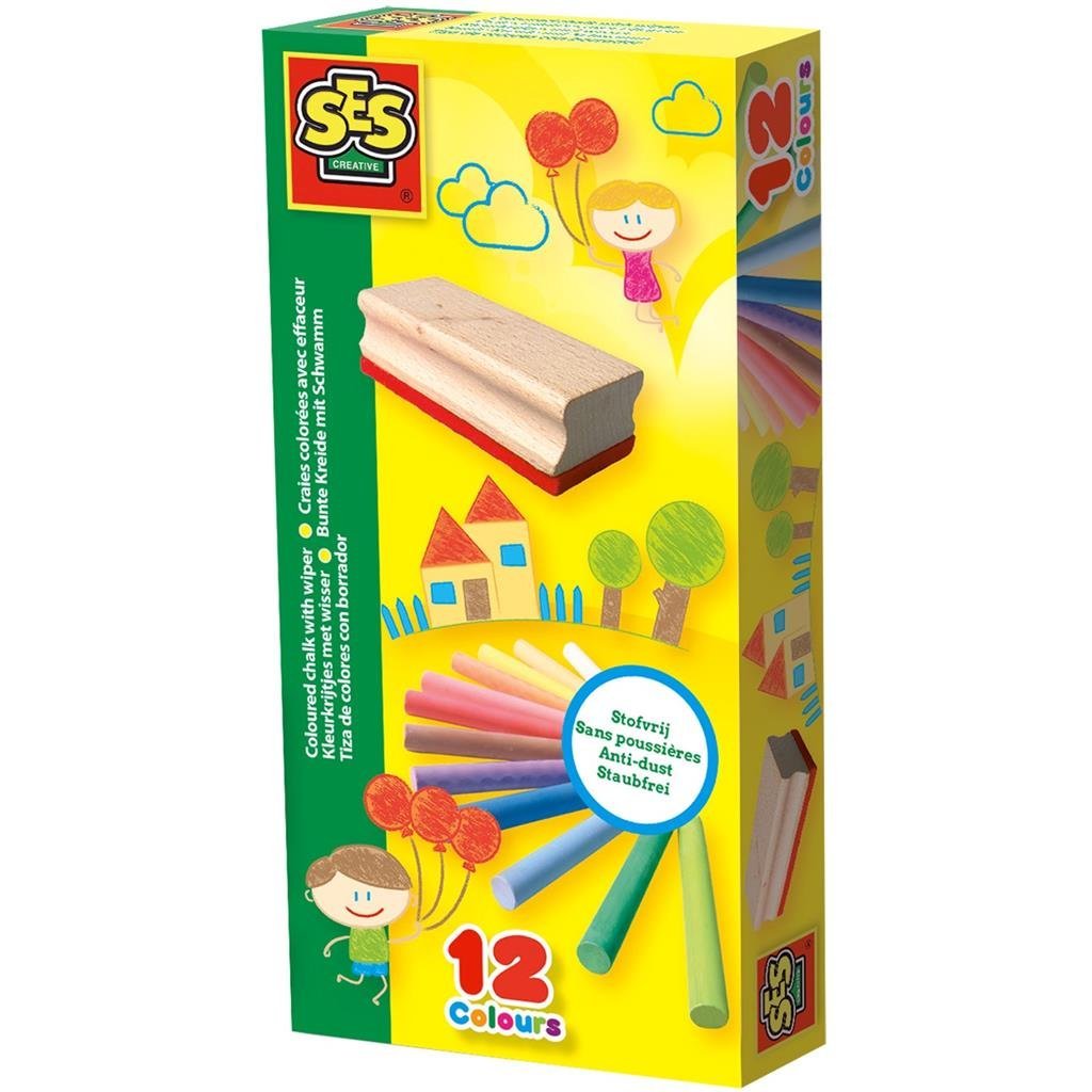 Ses Creative Kleurkrijtjes Met Wisser 12 Stuks