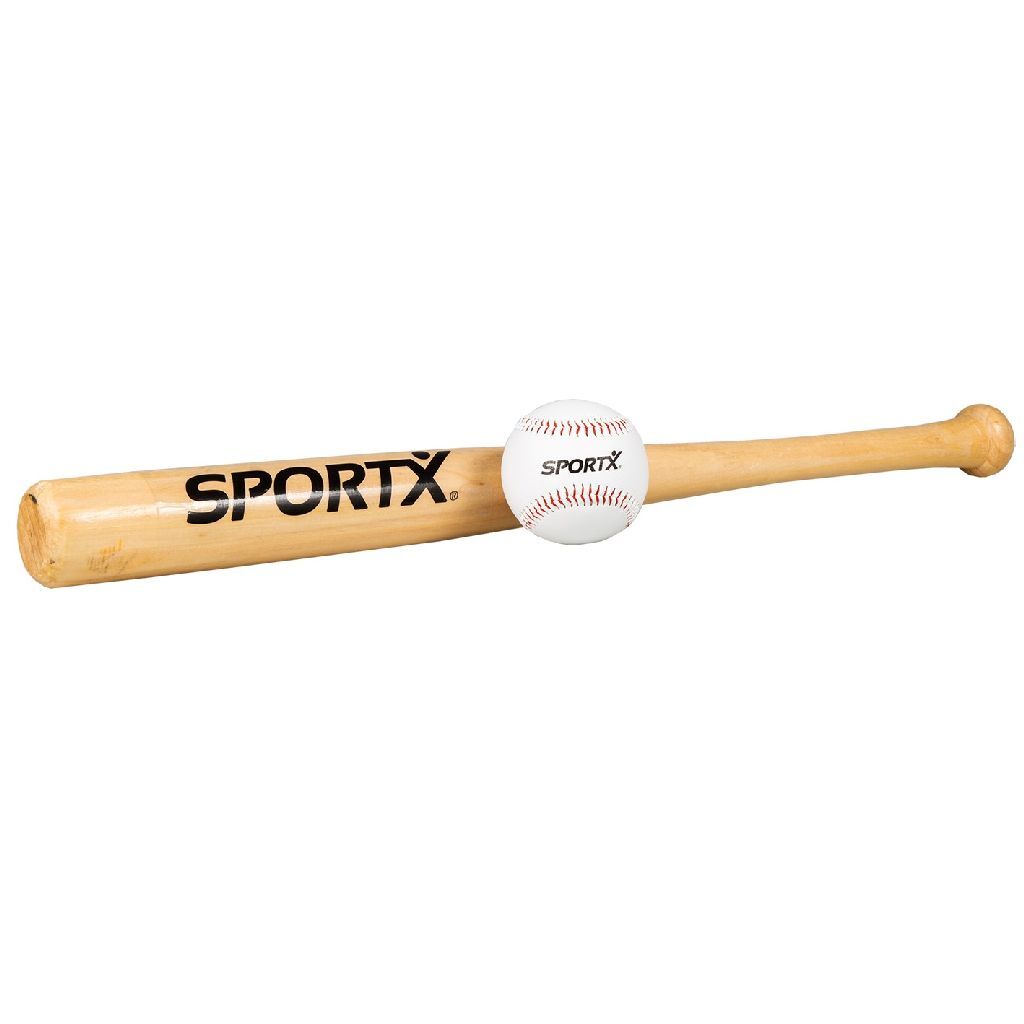 Sportx Honkbal Houten Knuppel + Bal