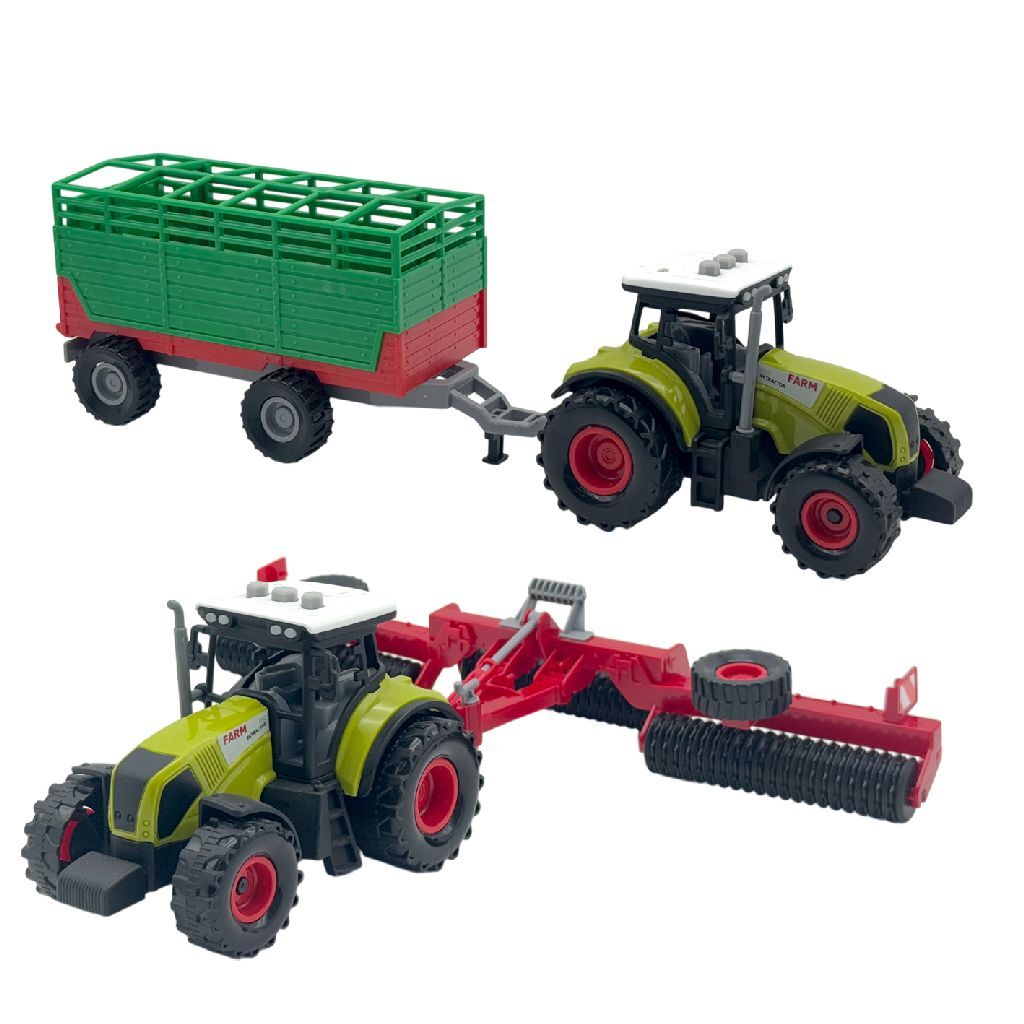 Dutch Farm Tractor Met Trailer + Licht En Geluid Assorti