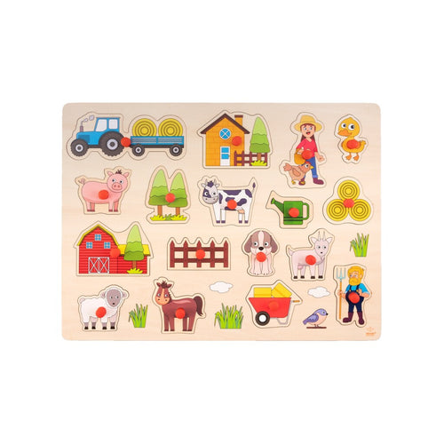 Basic Houten Knopjes Puzzel Boerderij 17 Stukjes
