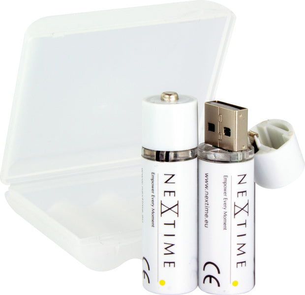 Nextime Ne-Aabat003-2 Oplaadbare Aa Usb-Batterij Blister A 2 Stuks.