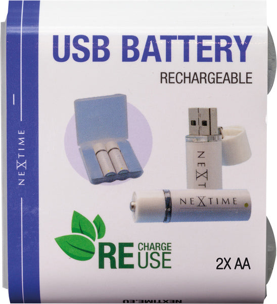 Nextime Ne-Aabat003-2 Oplaadbare Aa Usb-Batterij Blister A 2 Stuks.